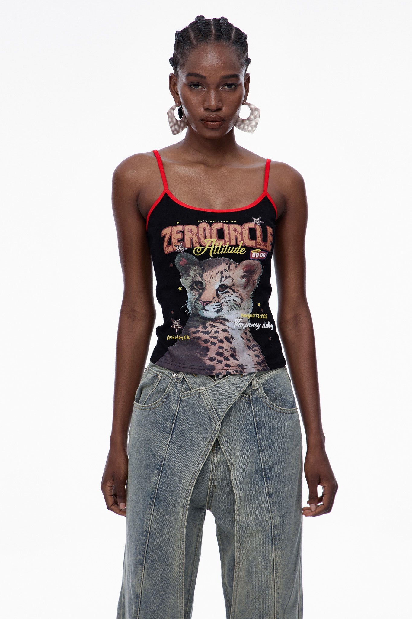 Carbry Print Spaghetti Top In Black