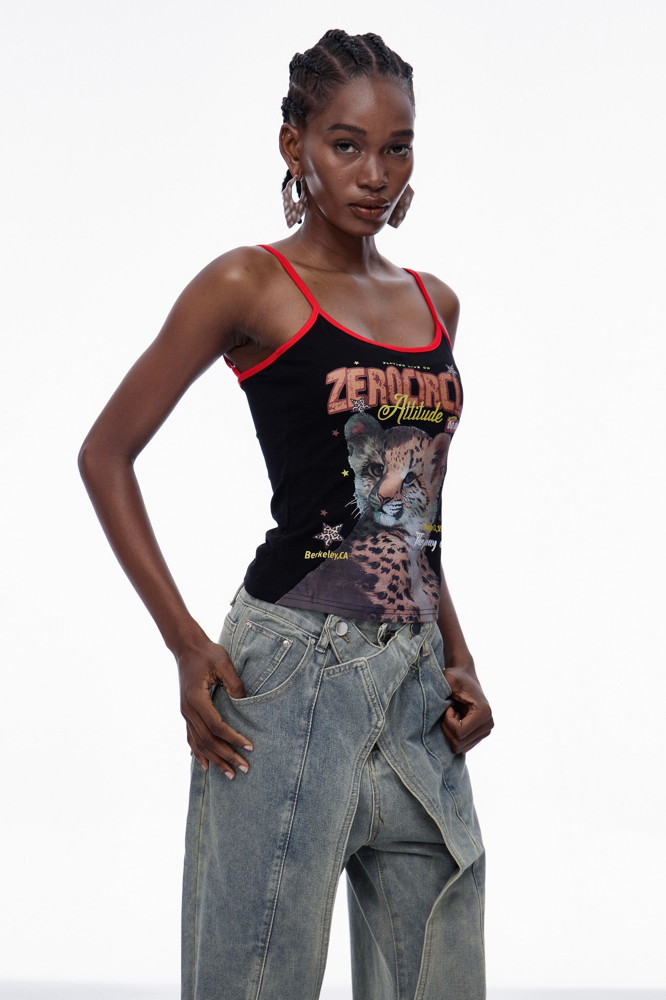 Carbry Print Spaghetti Top In Black