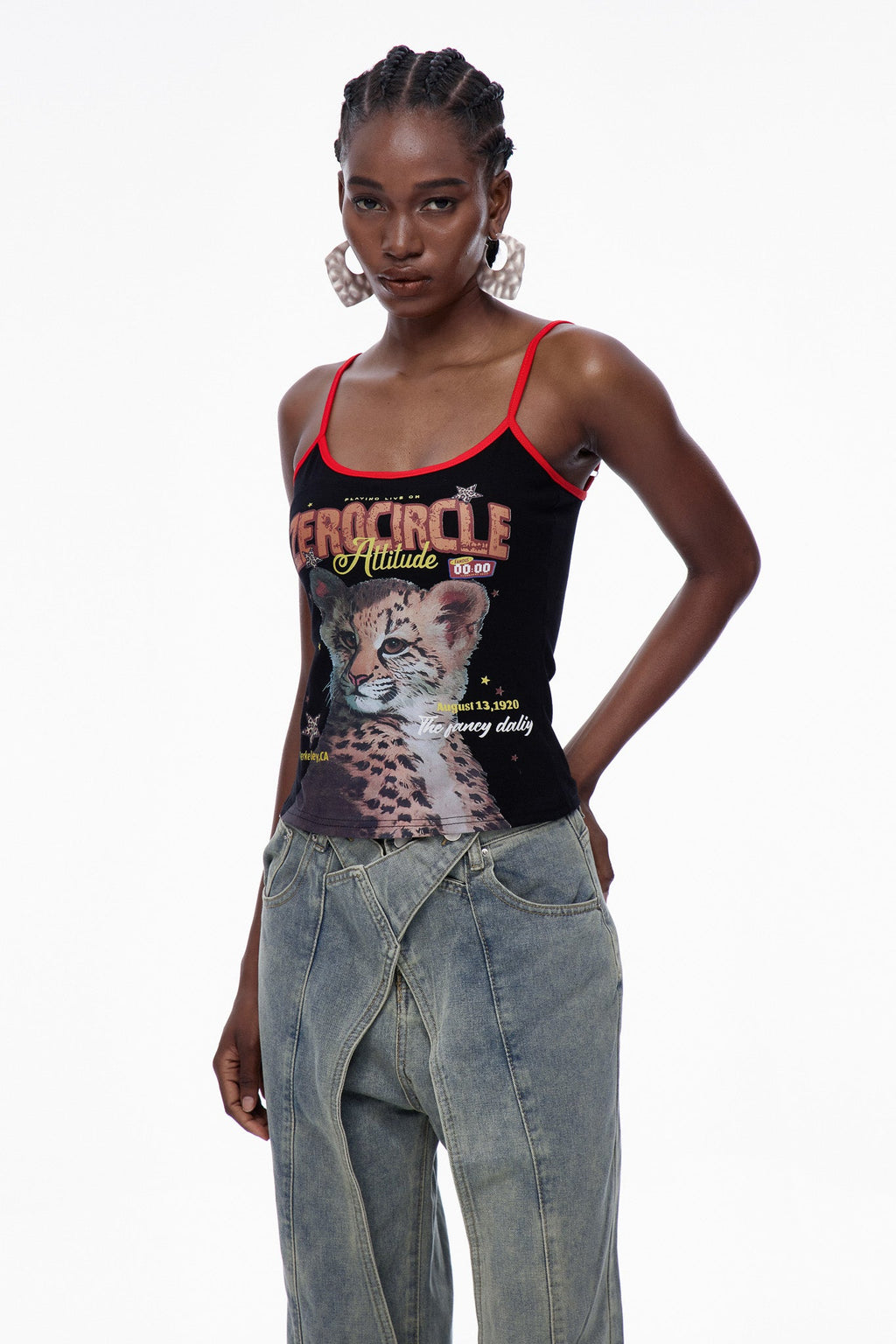 Carbry Print Spaghetti Top In Black