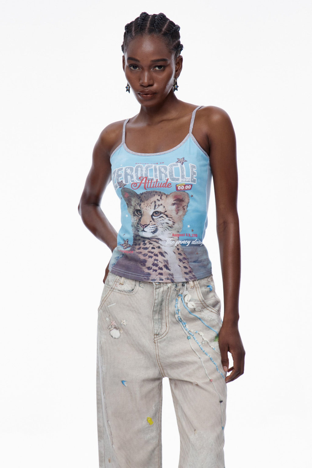 Carbry Print Spaghetti Top In Blue