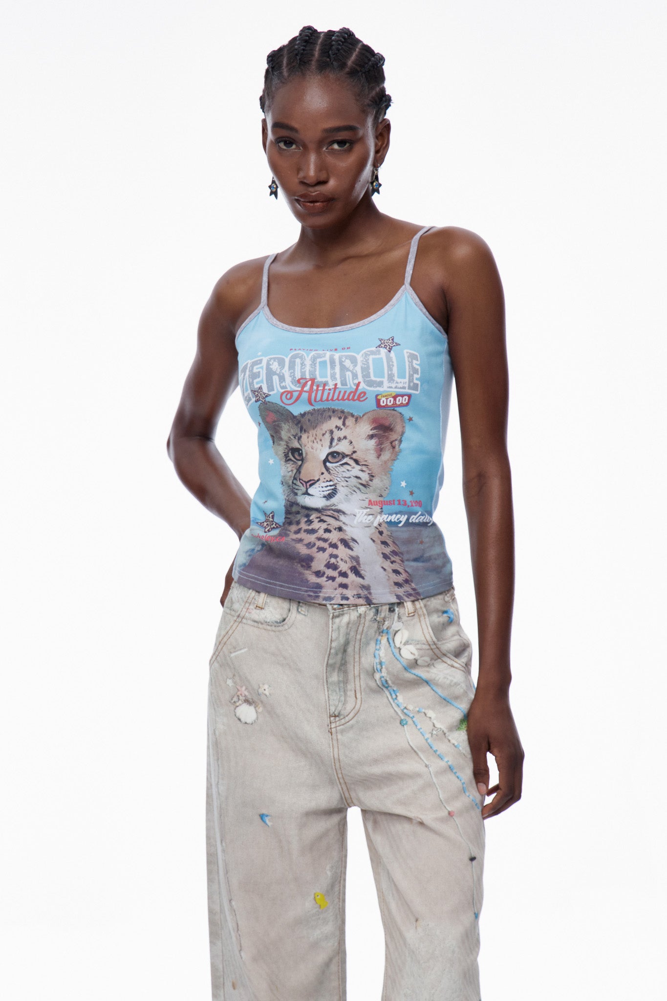 Carbry Print Spaghetti Top In Blue