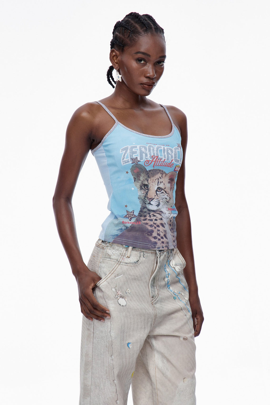 Carbry Print Spaghetti Top In Blue