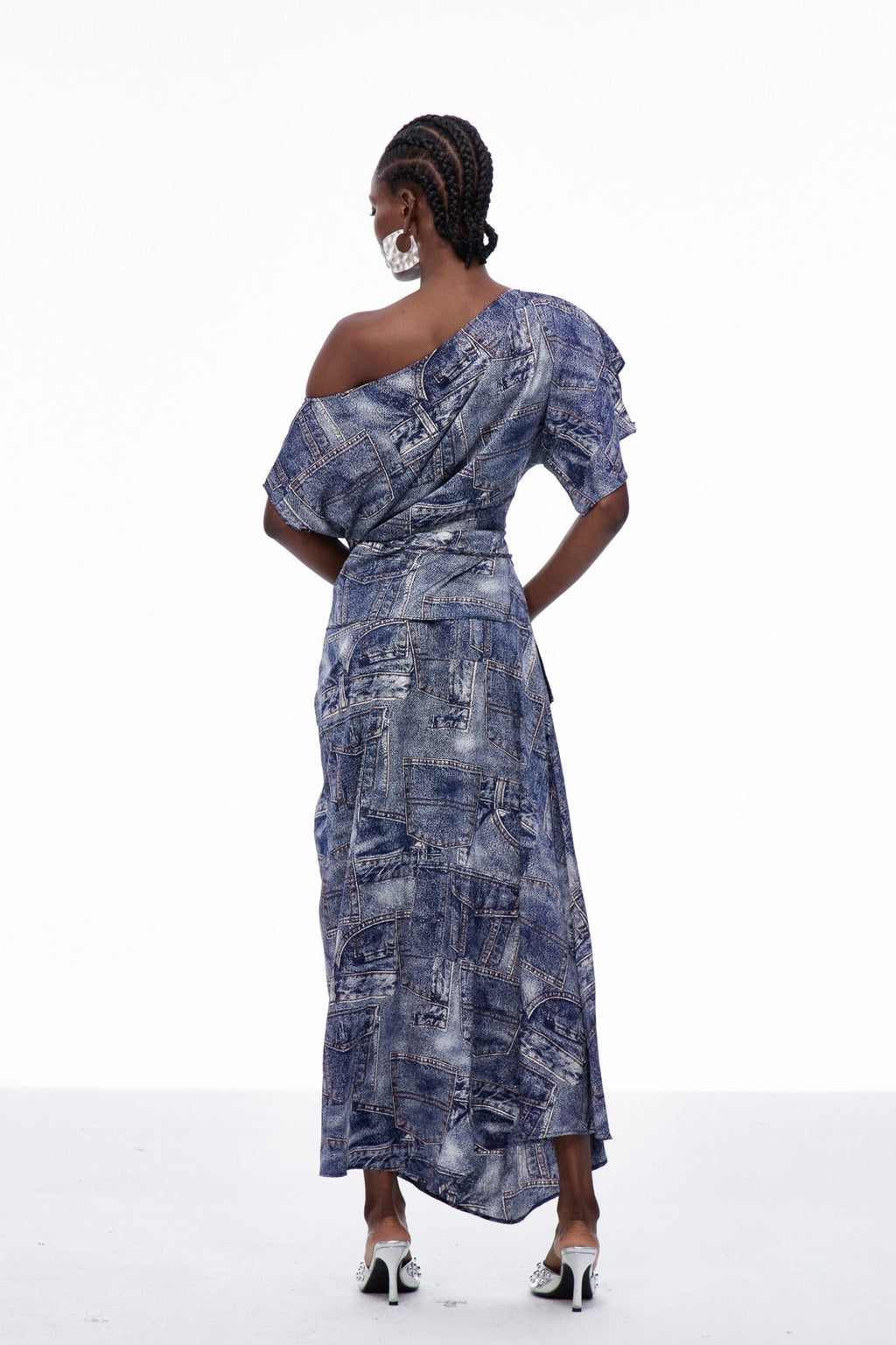 Carey Print One Shouder Tie Up Skirt Set