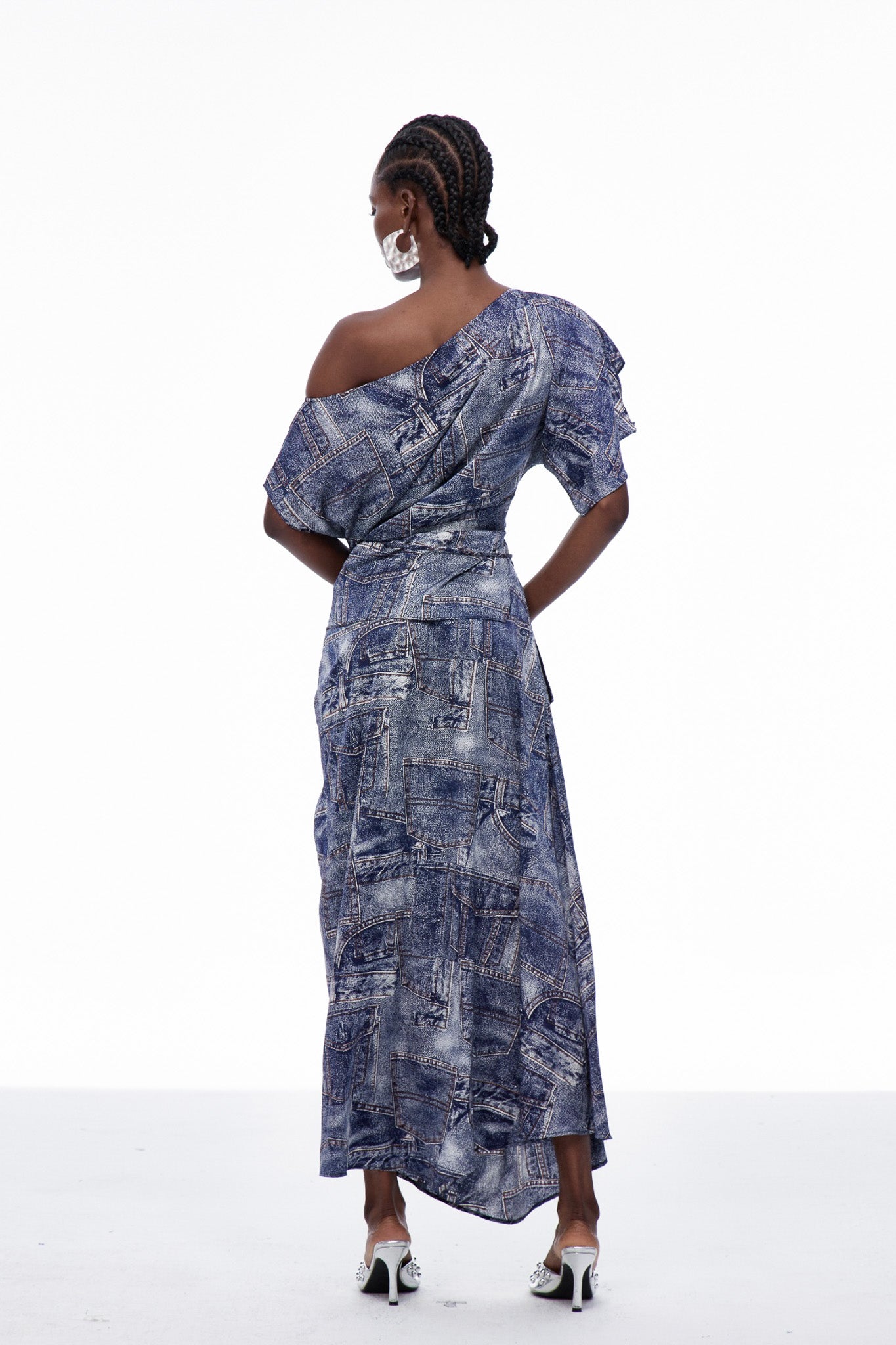 Carey Print One Shouder Tie Up Skirt Set