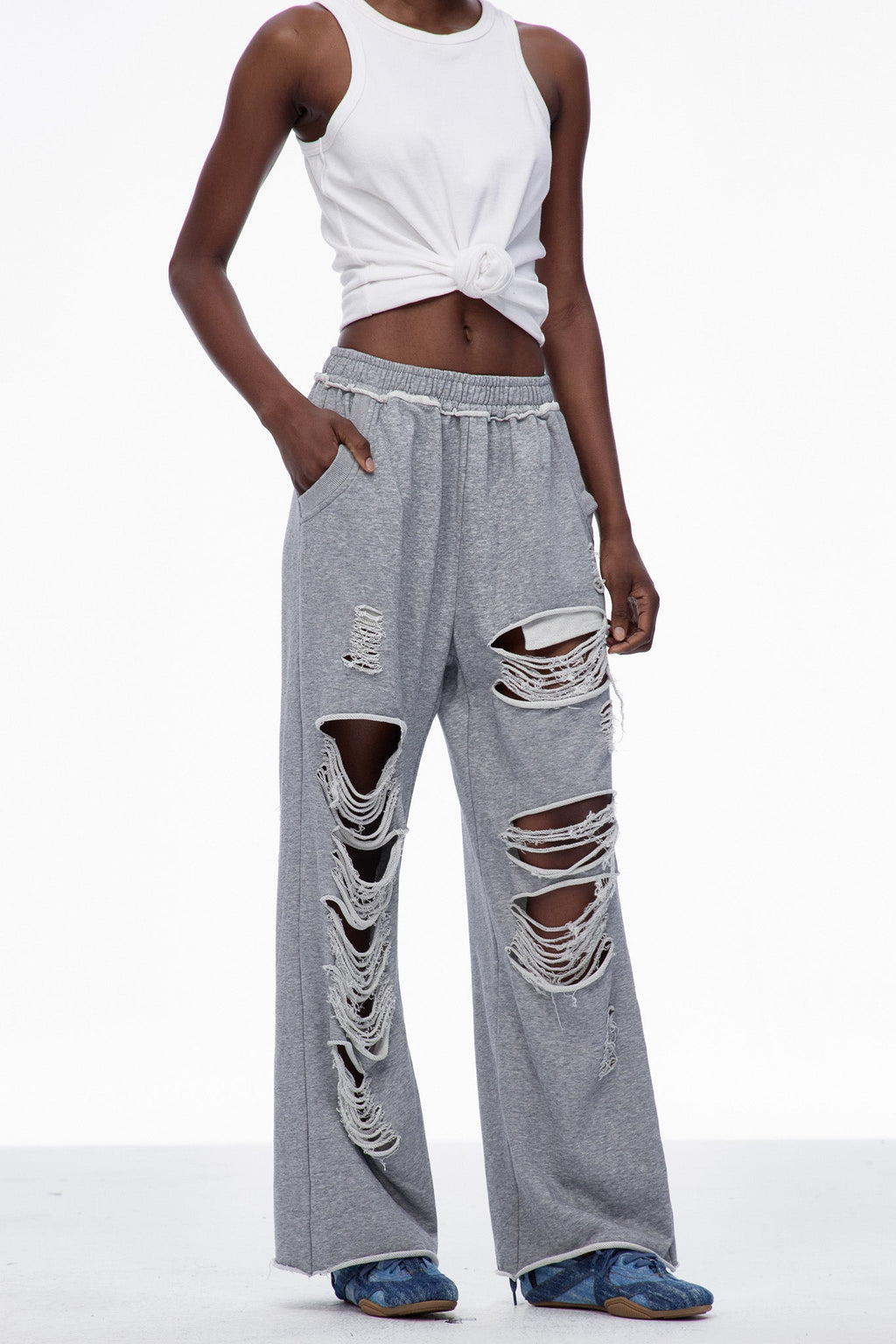 Carin Cutout Torn Pants