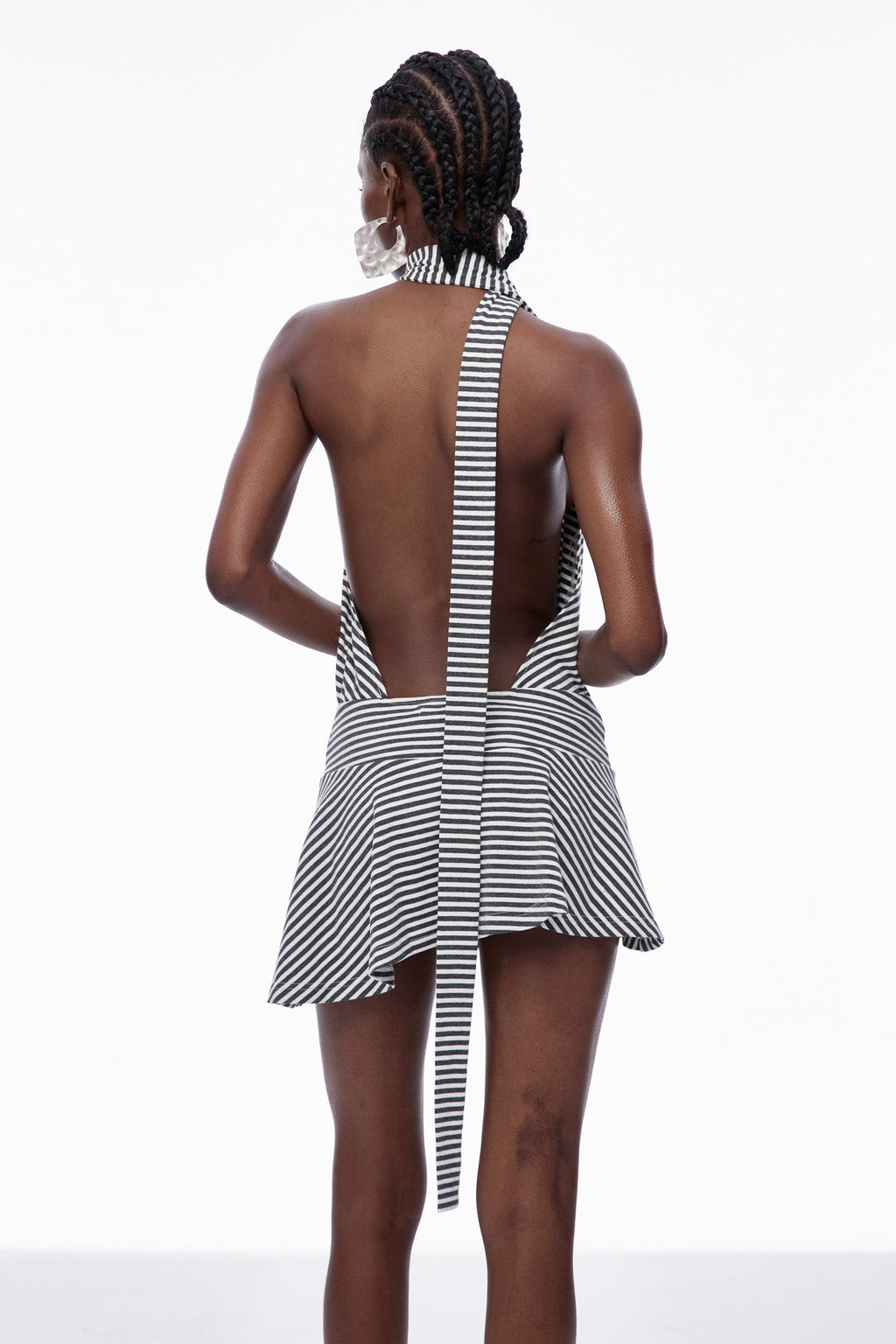 Caris Stripe Ruffle Mini Dress