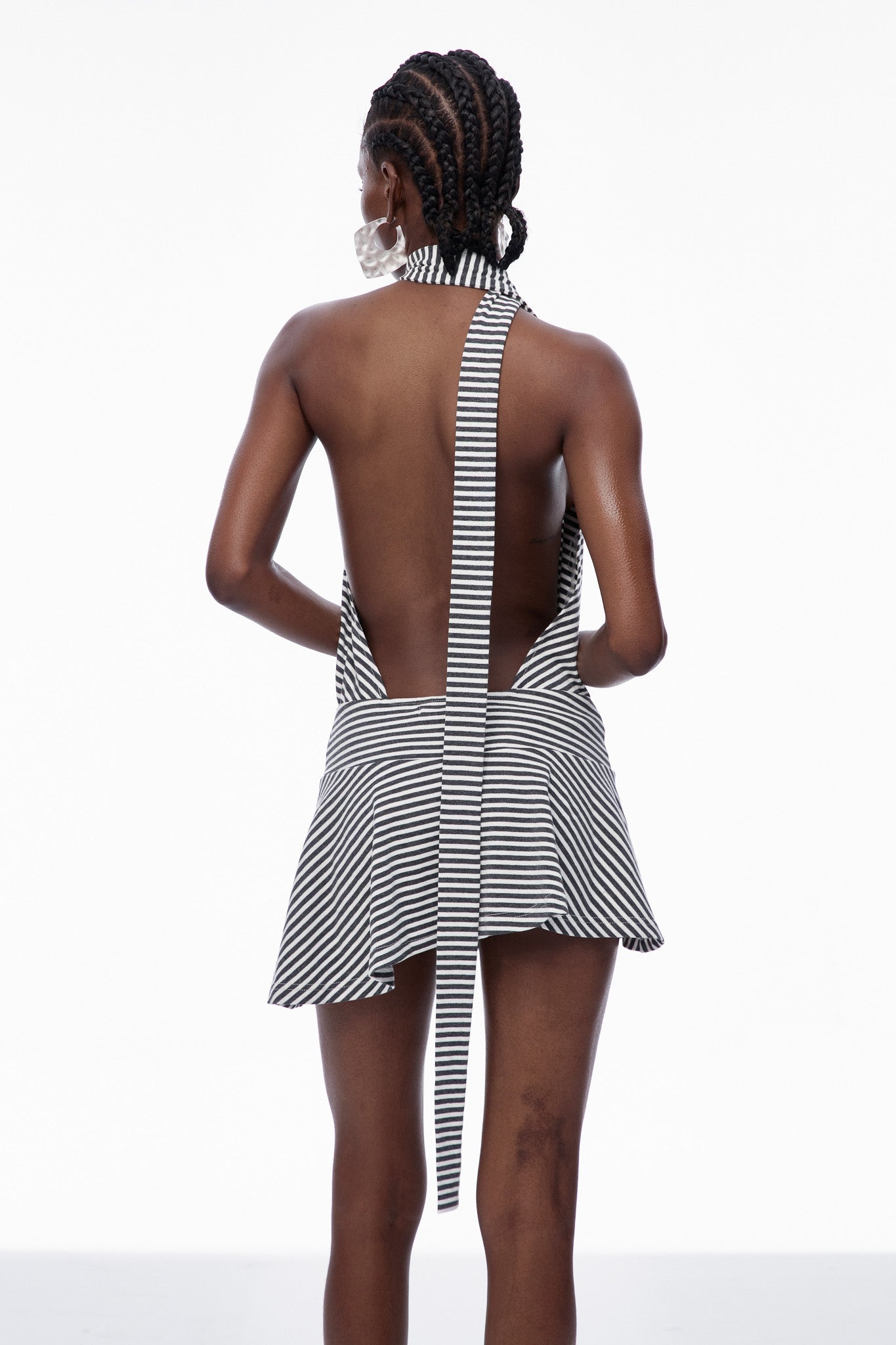 Caris Stripe Ruffle Mini Dress