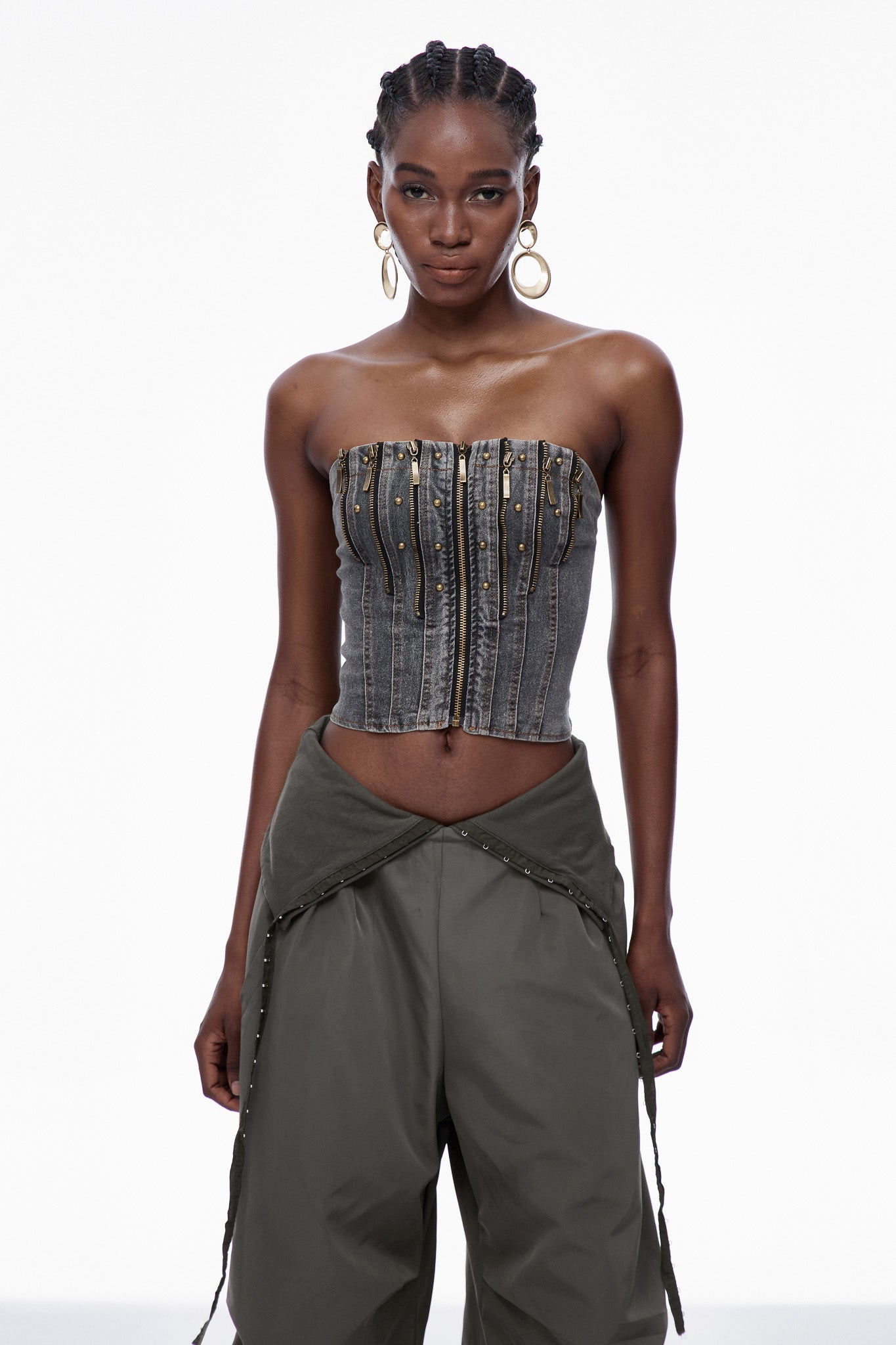 Carita Deconstruct Zipper Denim Top