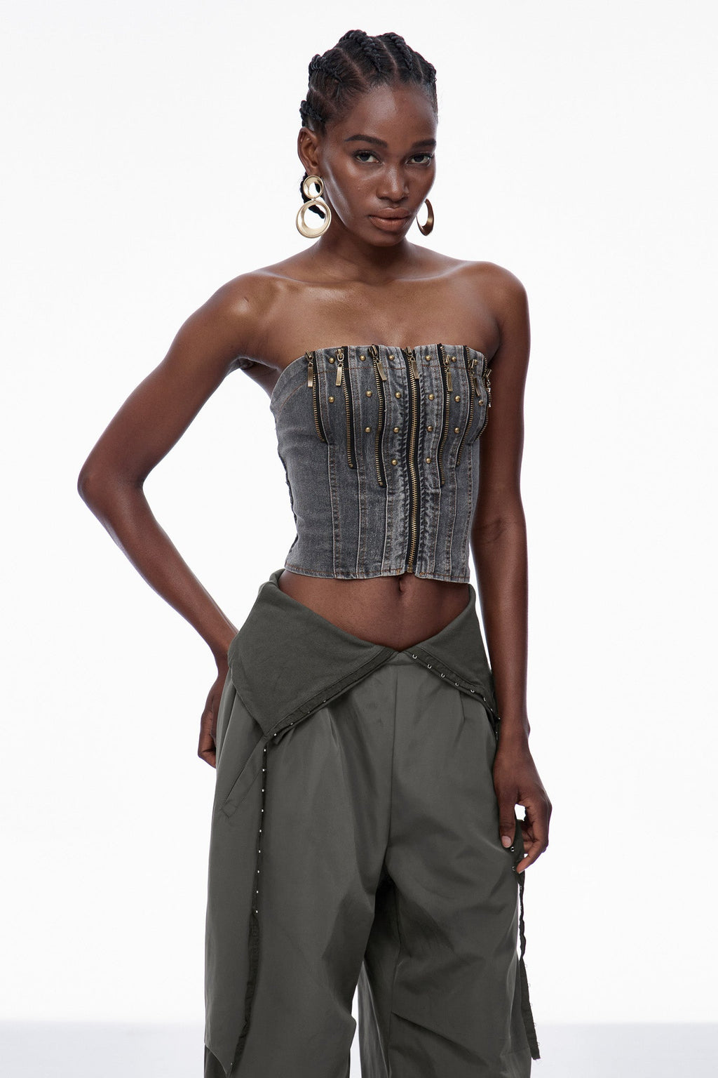 Carita Deconstruct Zipper Denim Top