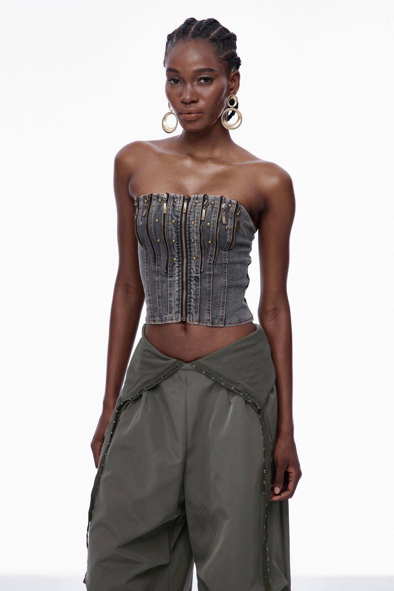 Carita Deconstruct Zipper Denim Top