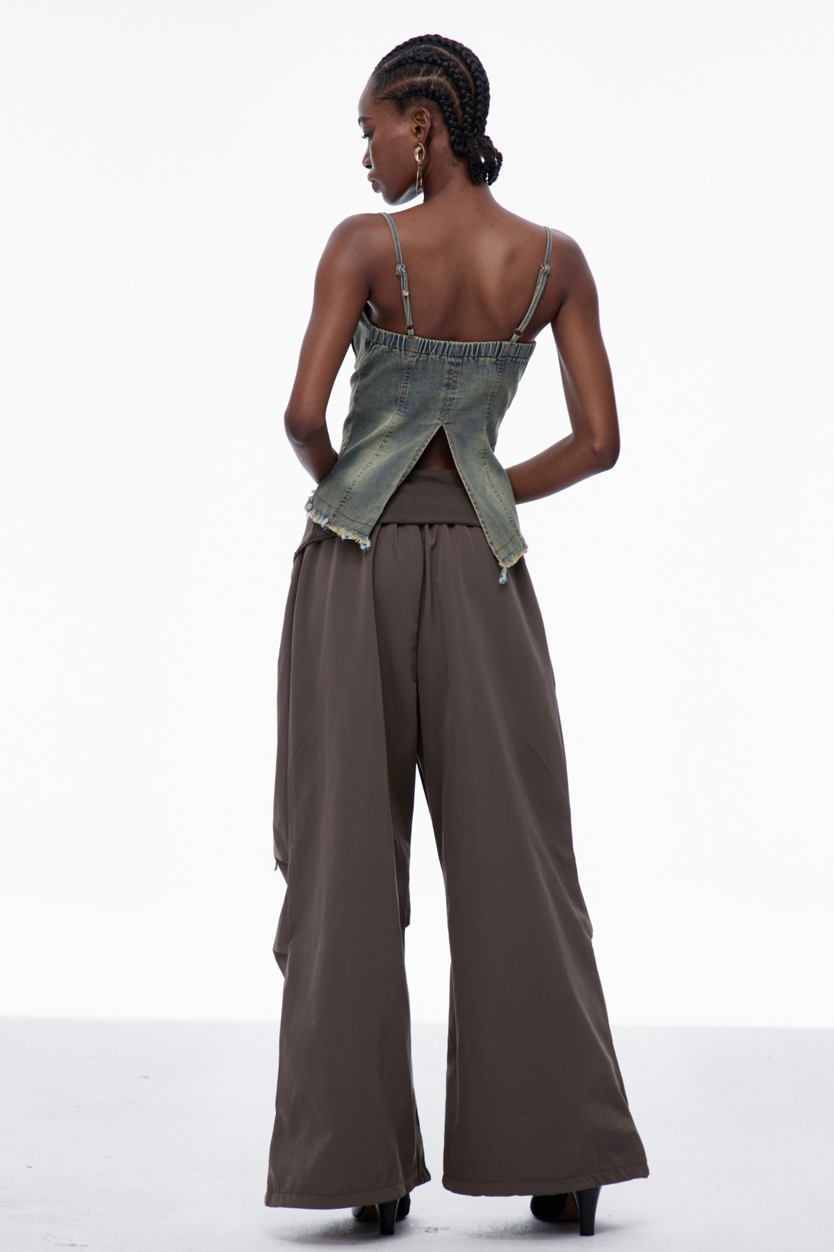 Carl Lace Up Fringe Denim Top