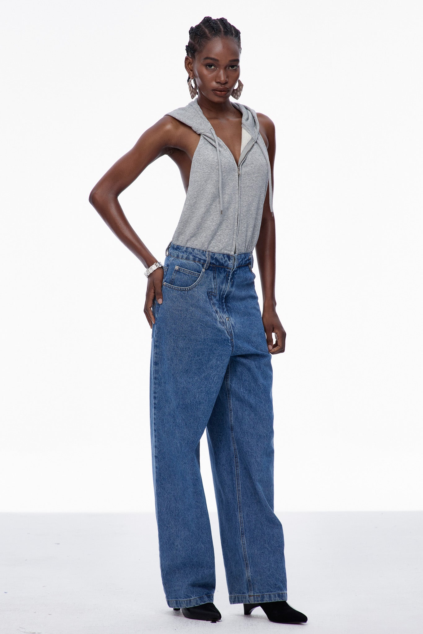 Carlene Backless Sleeveless Denim Jumpsuit