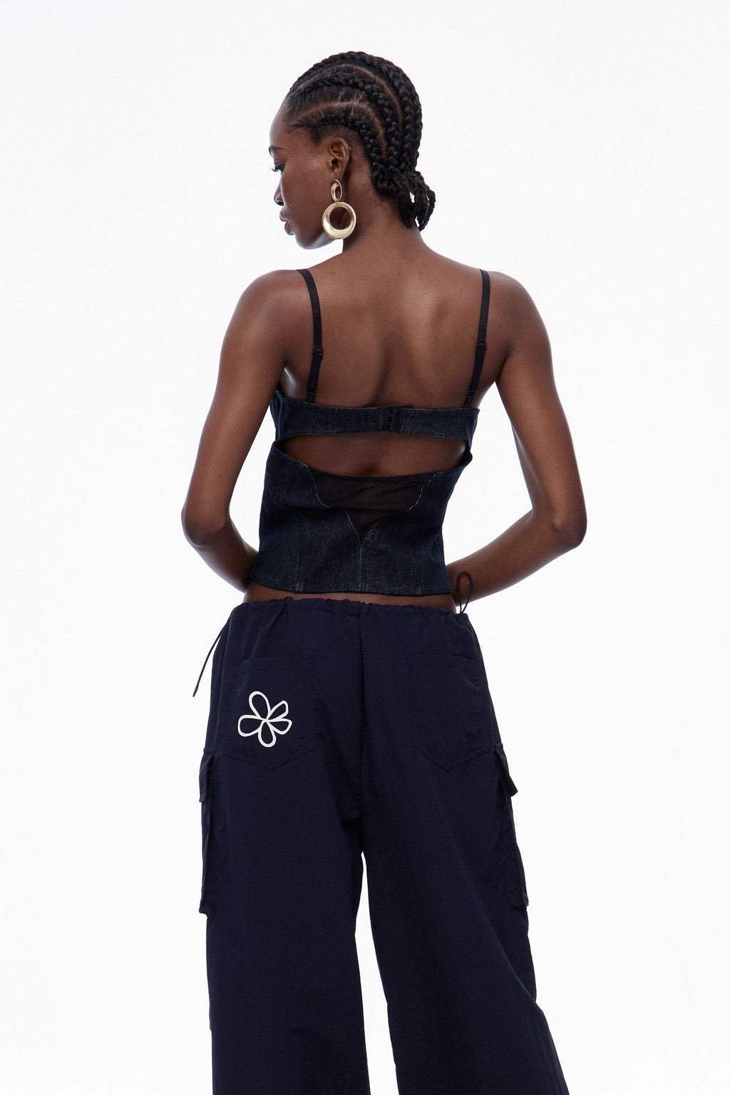 Carles Corset Spaghetti Denim Top