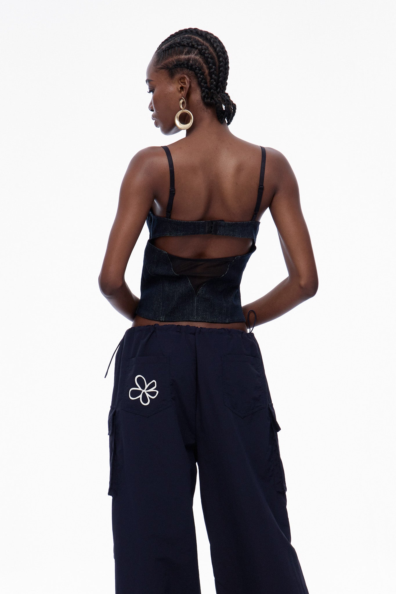 Carles Corset Spaghetti Denim Top