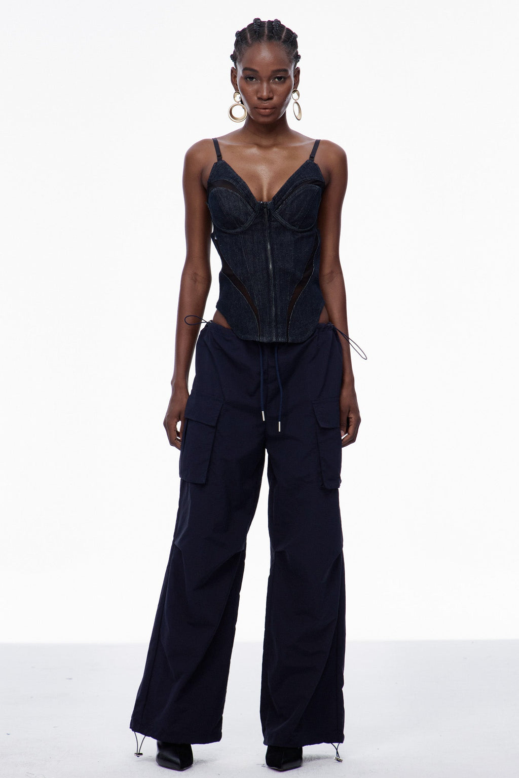 Carles Corset Spaghetti Denim Top