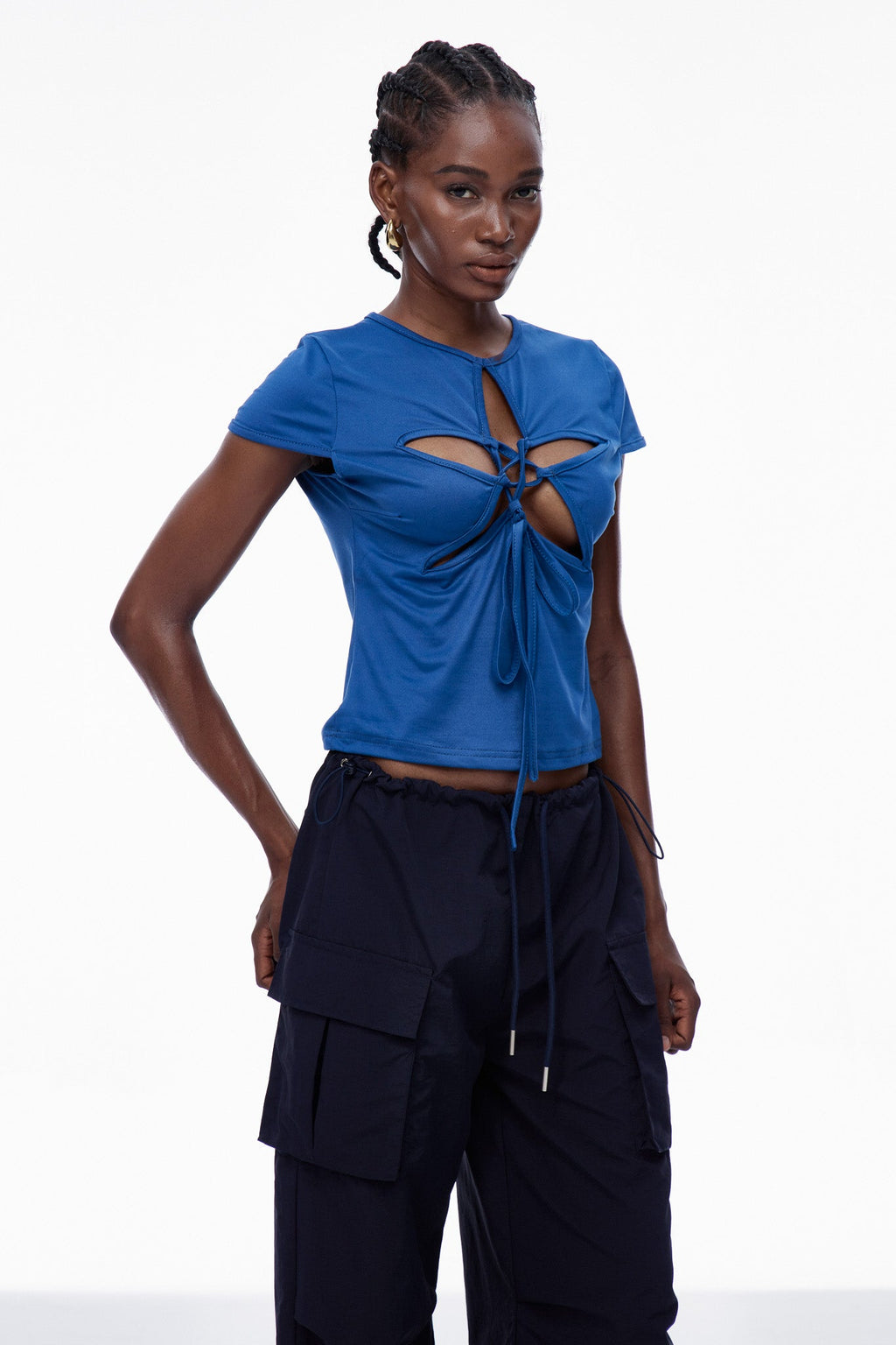 Carleton Cutout Star Lace Up Top