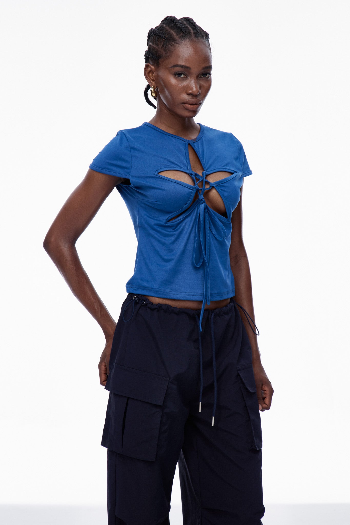 Carleton Cutout Star Lace Up Top