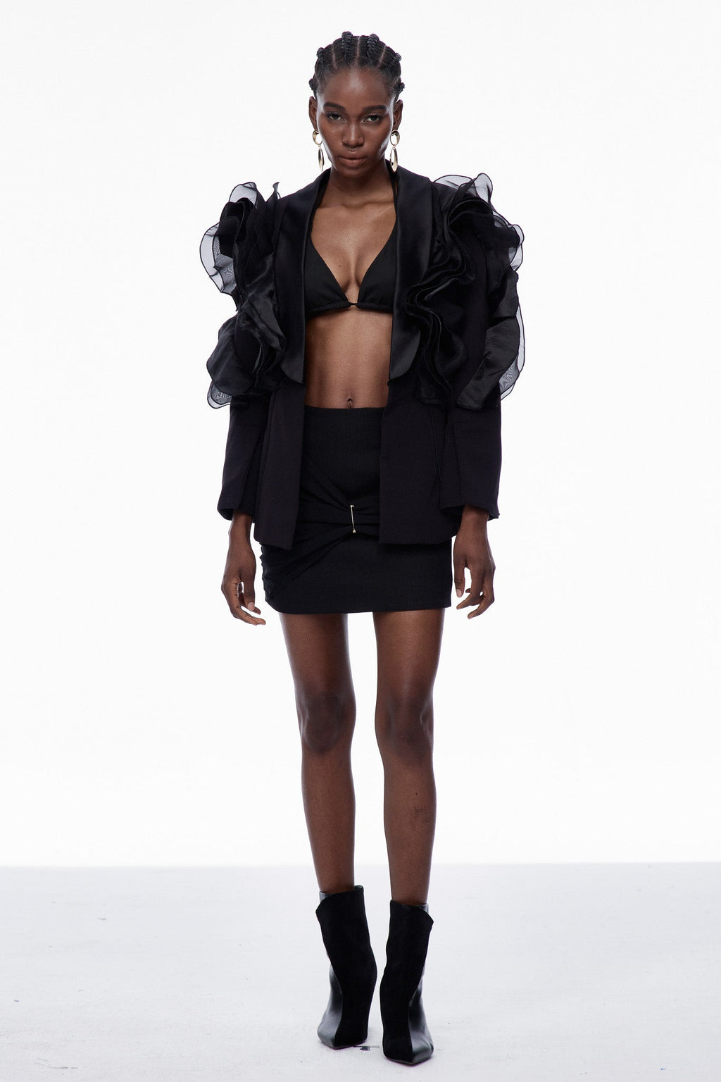 Carlie Ruffle Asymmetric Blazer