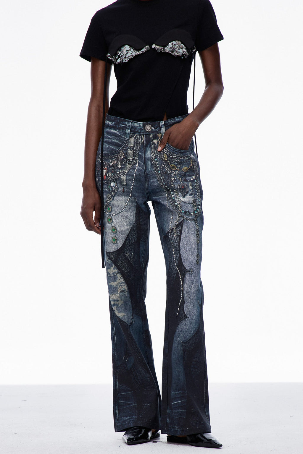 Carlitos Lace Chain Print Jeans
