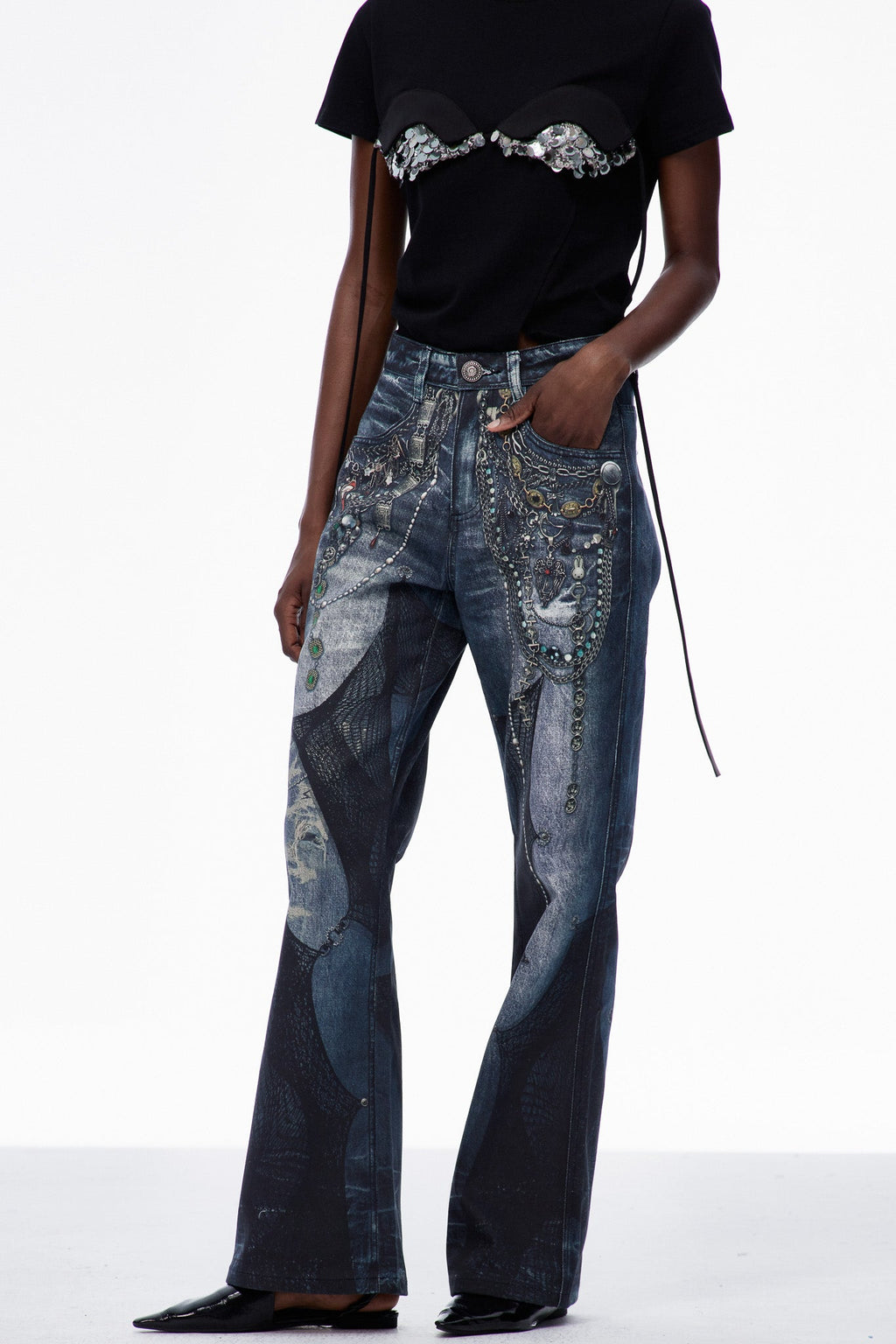 Carlitos Lace Chain Print Jeans