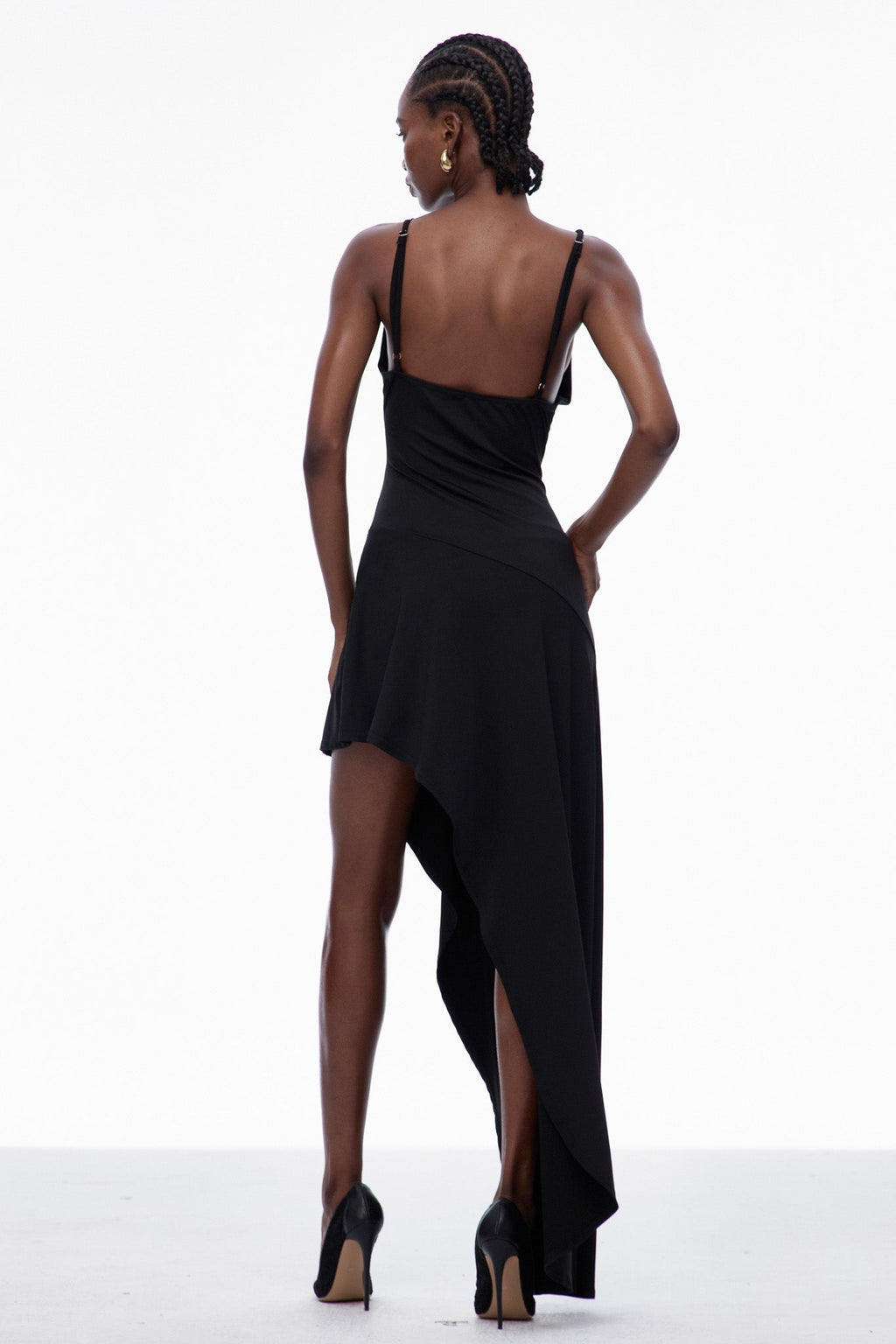 Carlota One Shouder Lace Asymmetric Maxi Dress