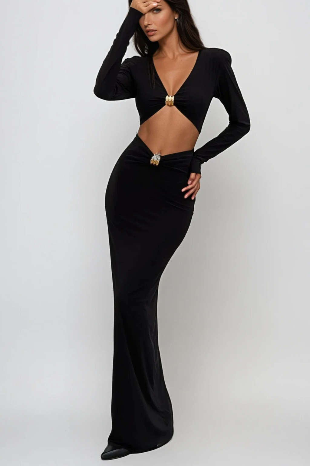 Carmen Cutout Long Sleeve Maxi Dress