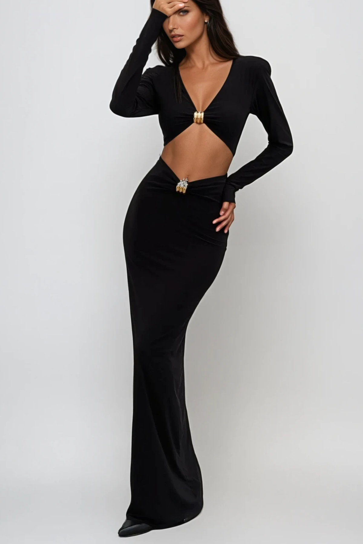 Carmen Cutout Long Sleeve Maxi Dress