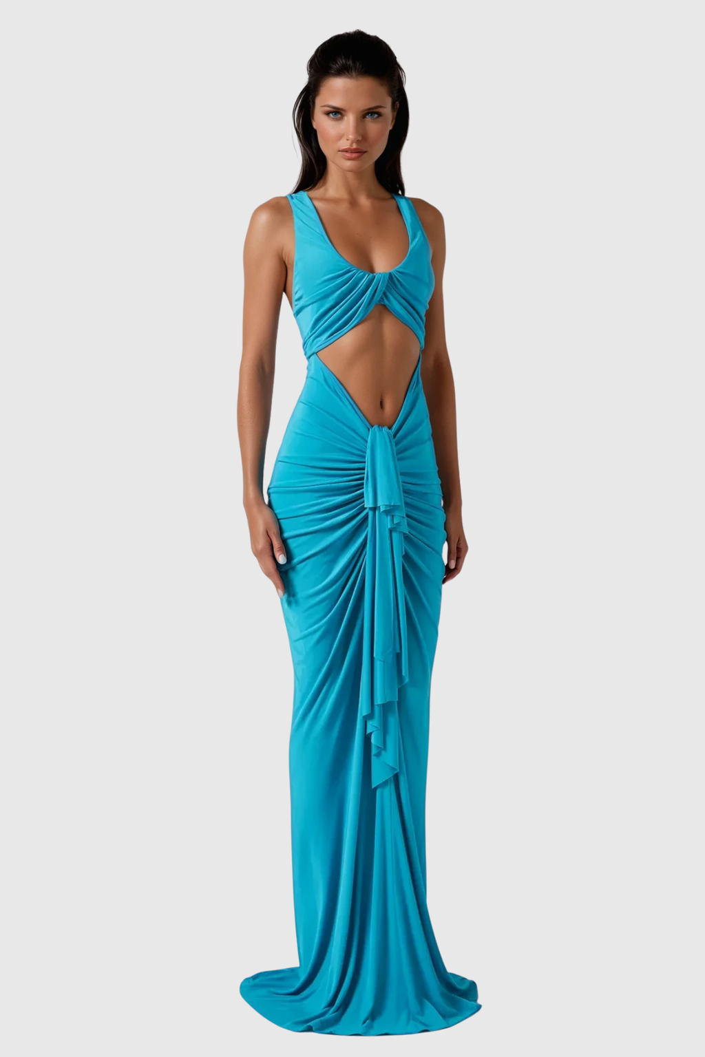 Carmine Ruch Cutout Lace Up Maxi Dress