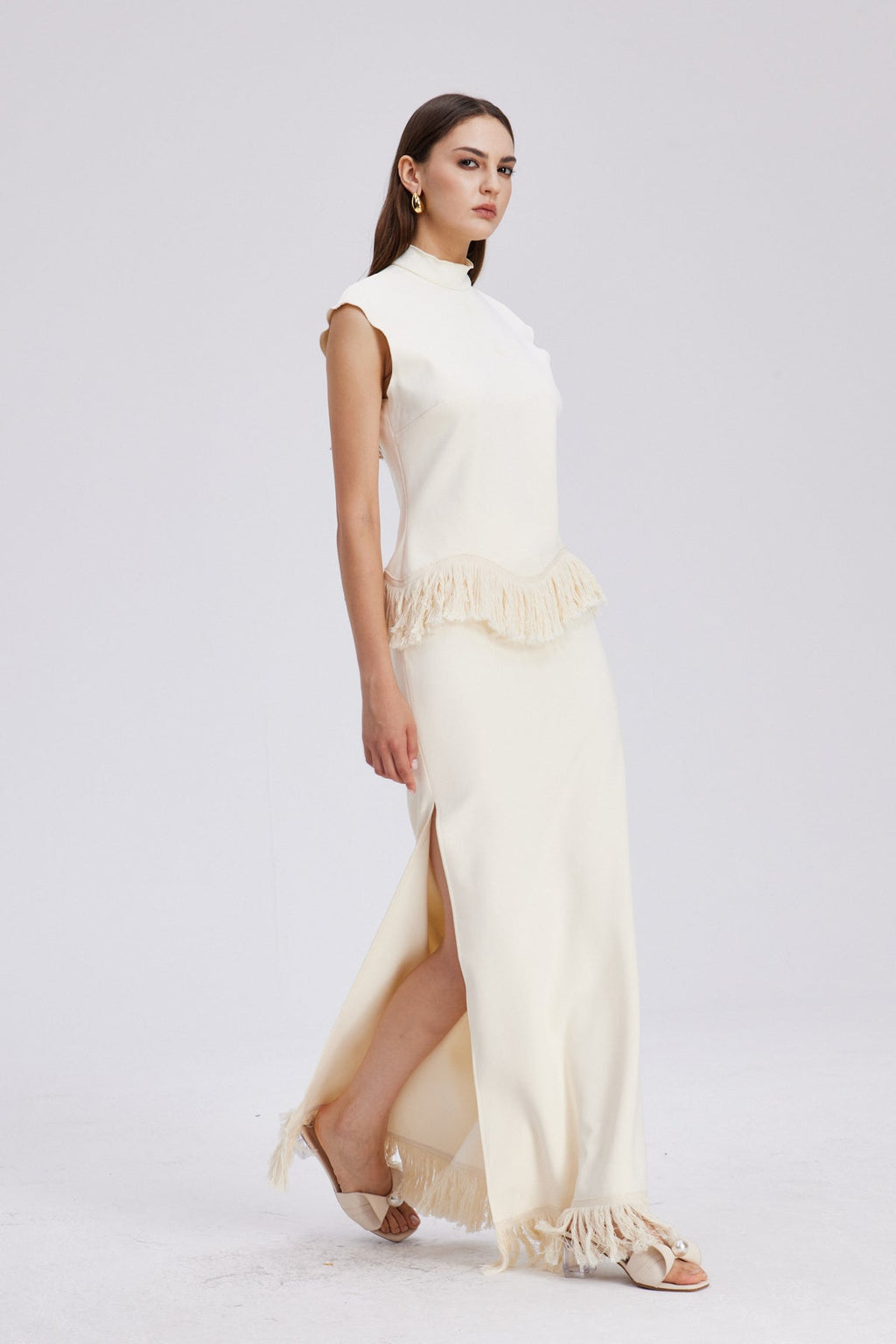 Carminho Fringe Knit Skirt Set