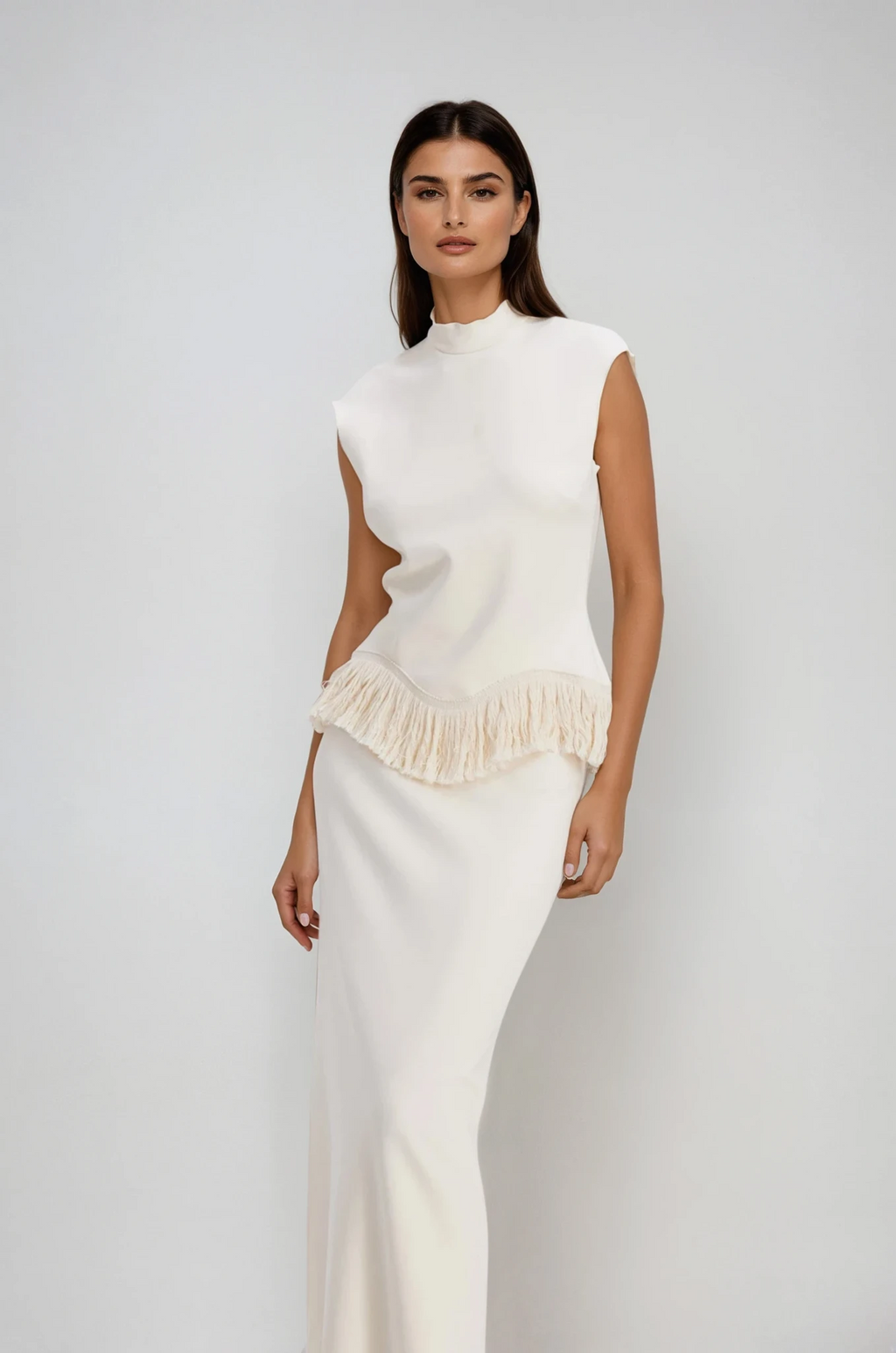 Carminho Fringe Knit Skirt Set