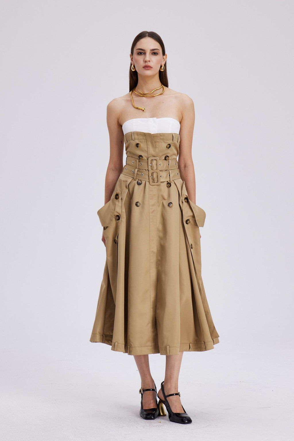 Caroline Strapless Buckle Maxi Dress