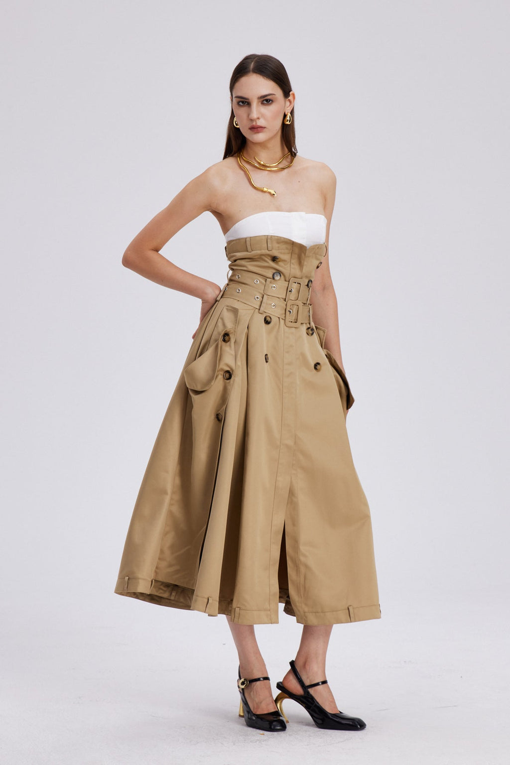 Caroline Strapless Buckle Maxi Dress