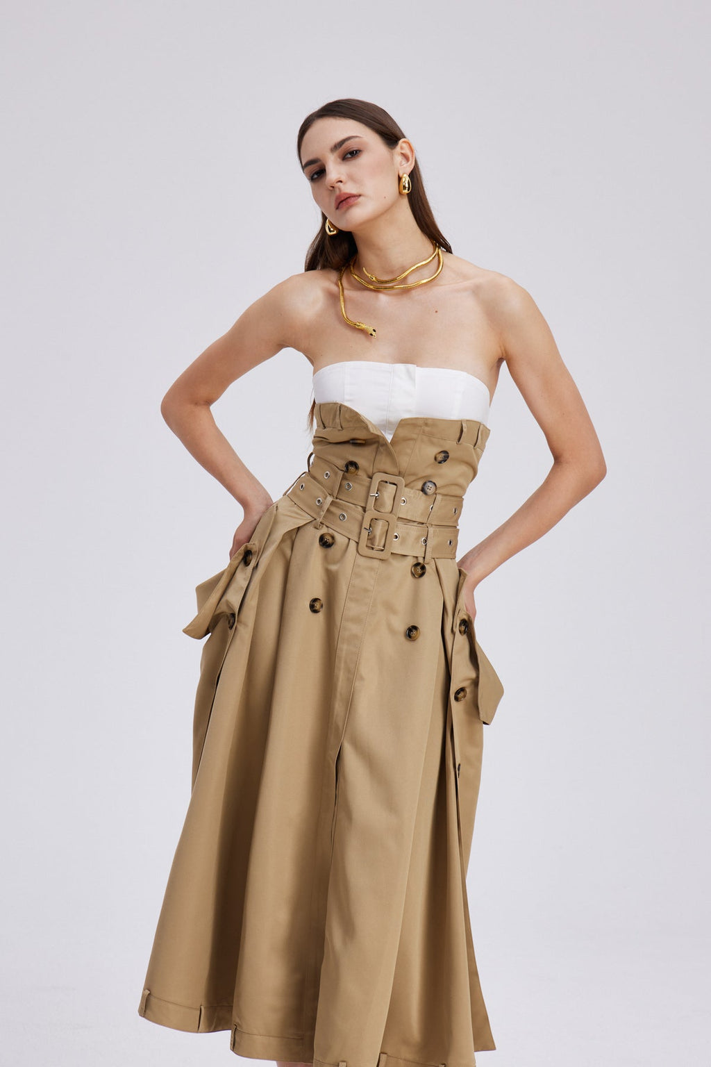 Caroline Strapless Buckle Maxi Dress