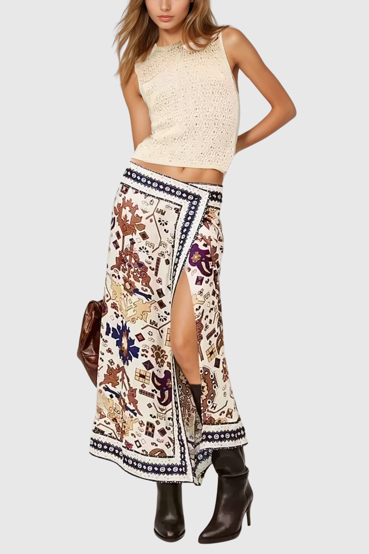 Carolyn Print Split Maxi Skirt