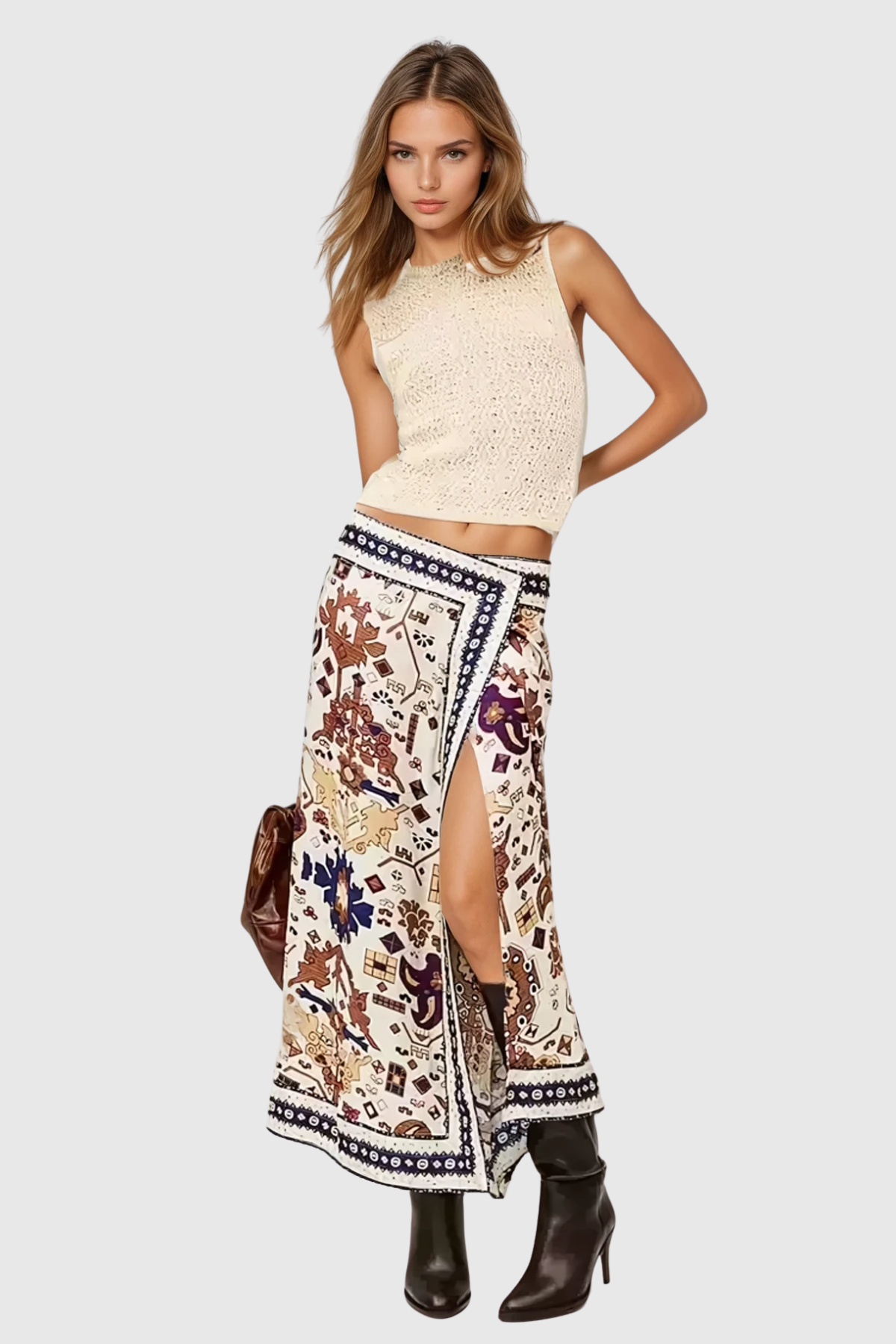 Carolyn Print Split Maxi Skirt