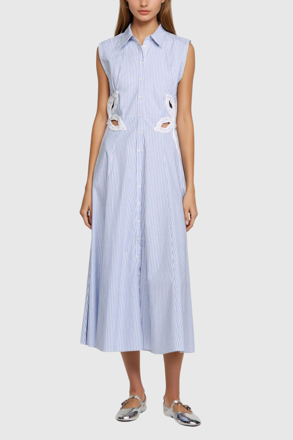 Caron Stripe Flower Cutout Maxi Dress