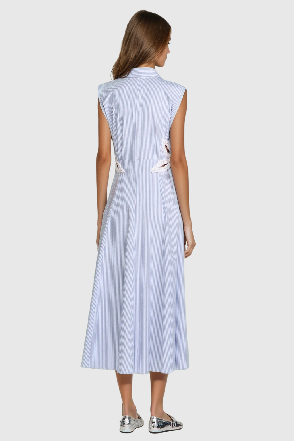 Caron Stripe Flower Cutout Maxi Dress