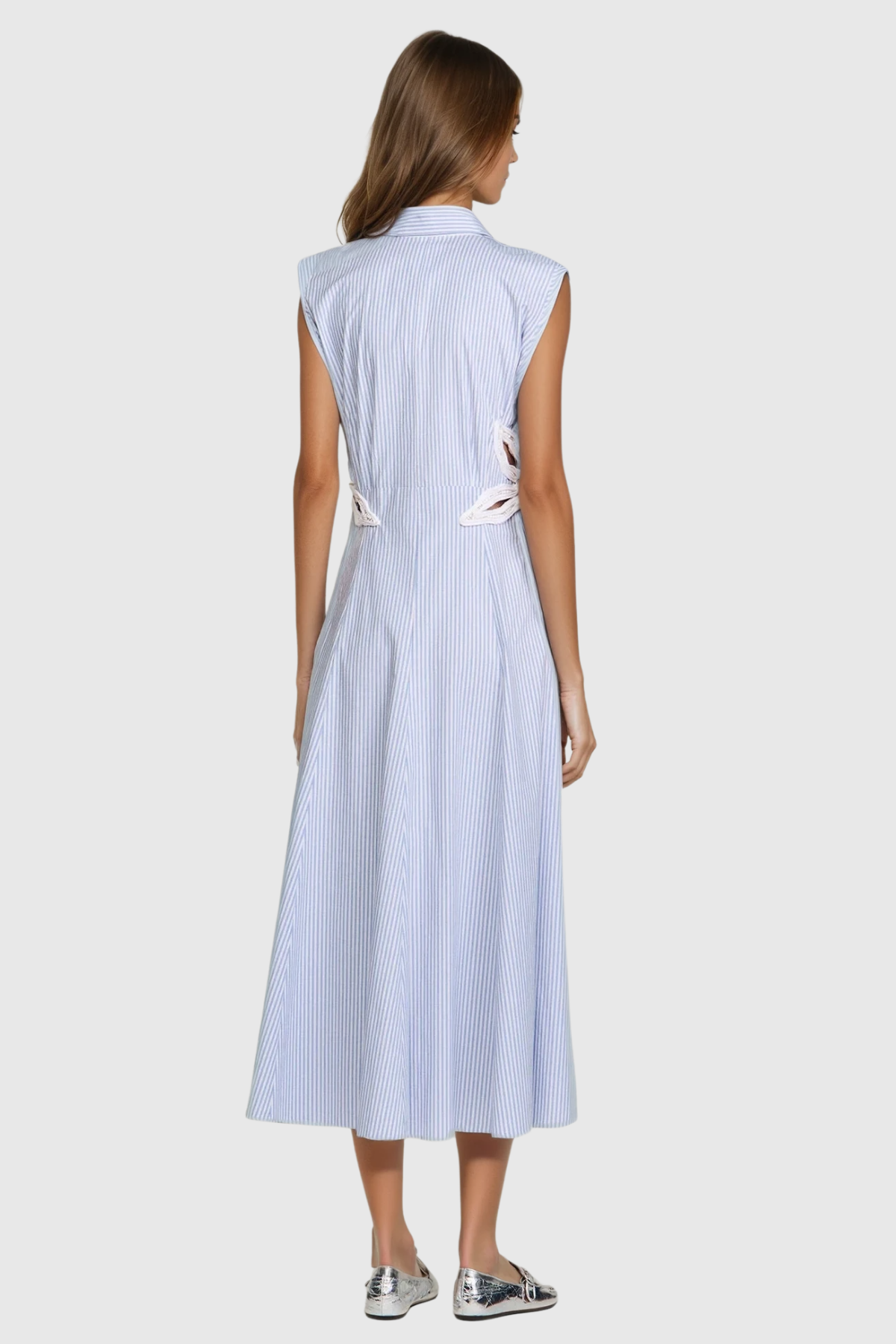 Caron Stripe Flower Cutout Maxi Dress