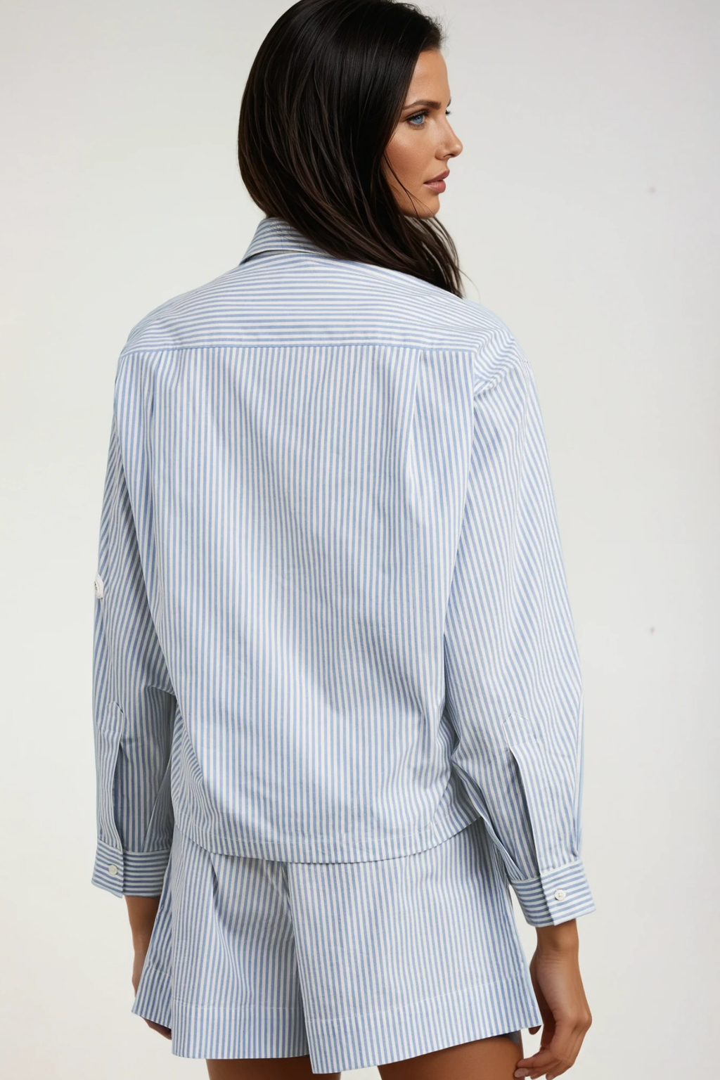 Caron Stripe Flower Cutout Shirt