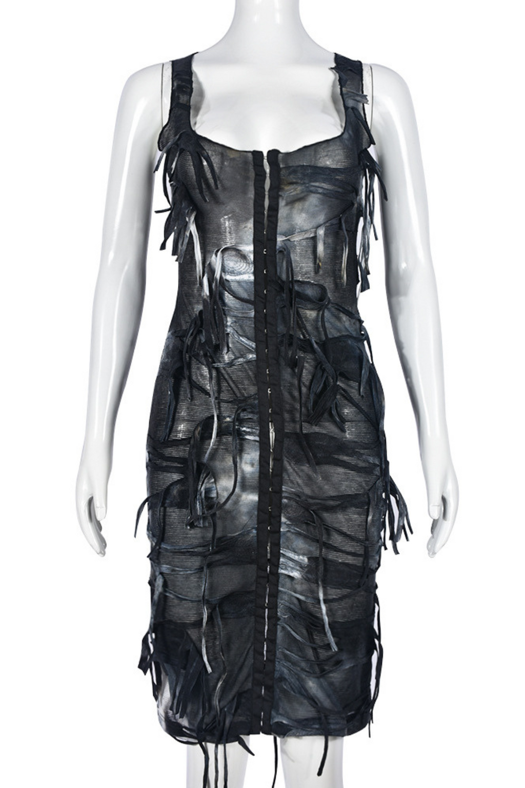 Carrie Tie Dye Fringe Zipper Midi Dress