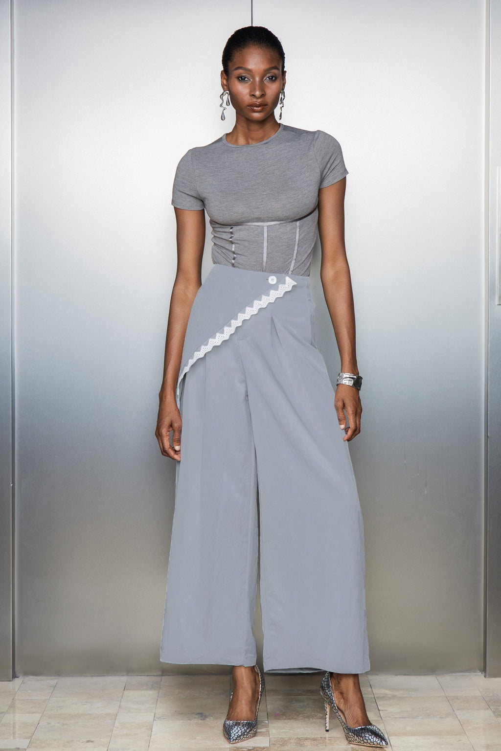 Carthach Lace Asymmetric Pants