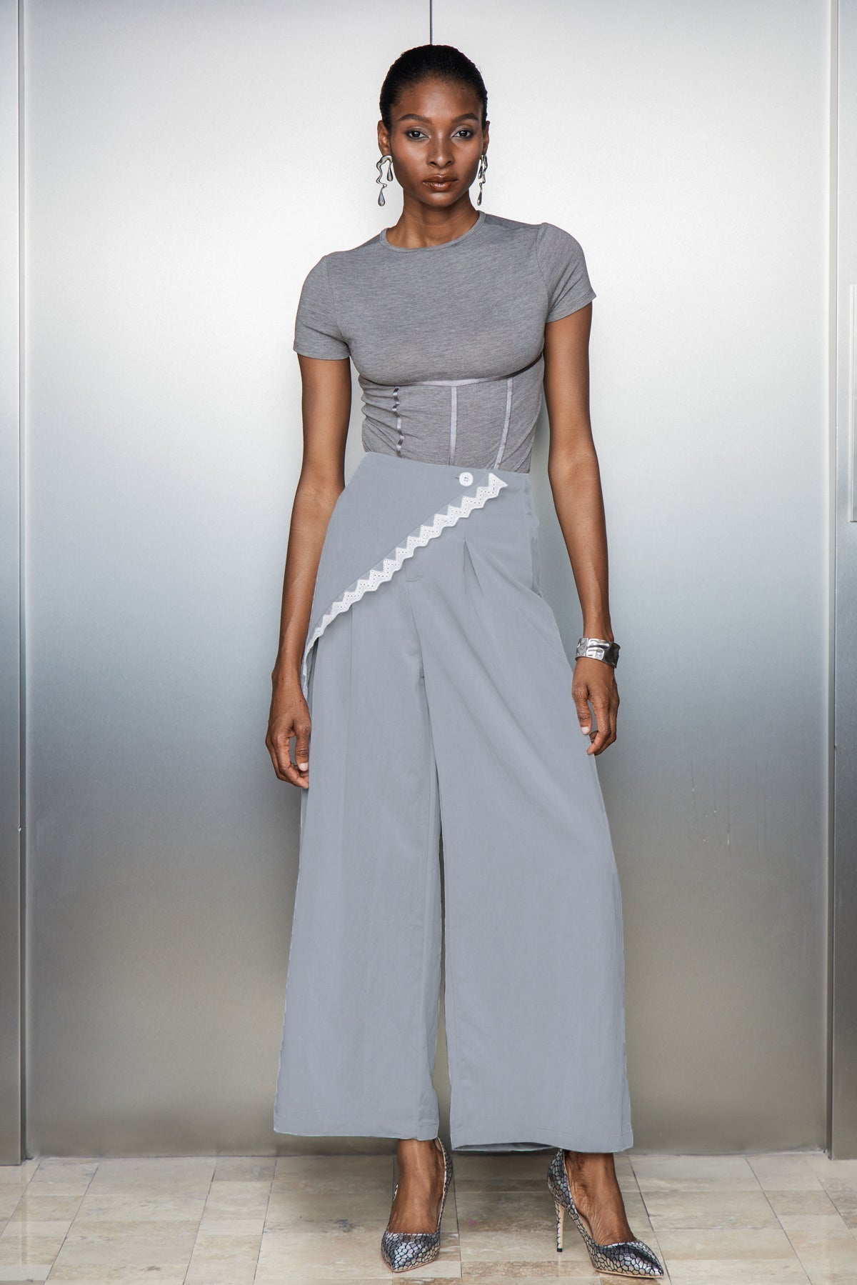 Carthach Lace Asymmetric Pants