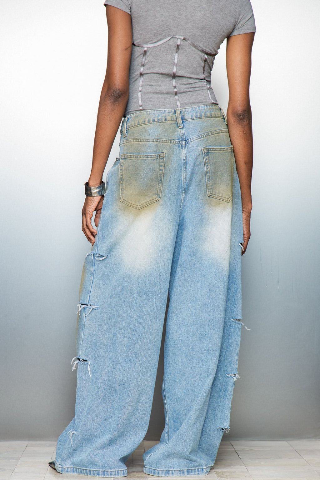 Cary Hayley Torn Wide Leg Jeans