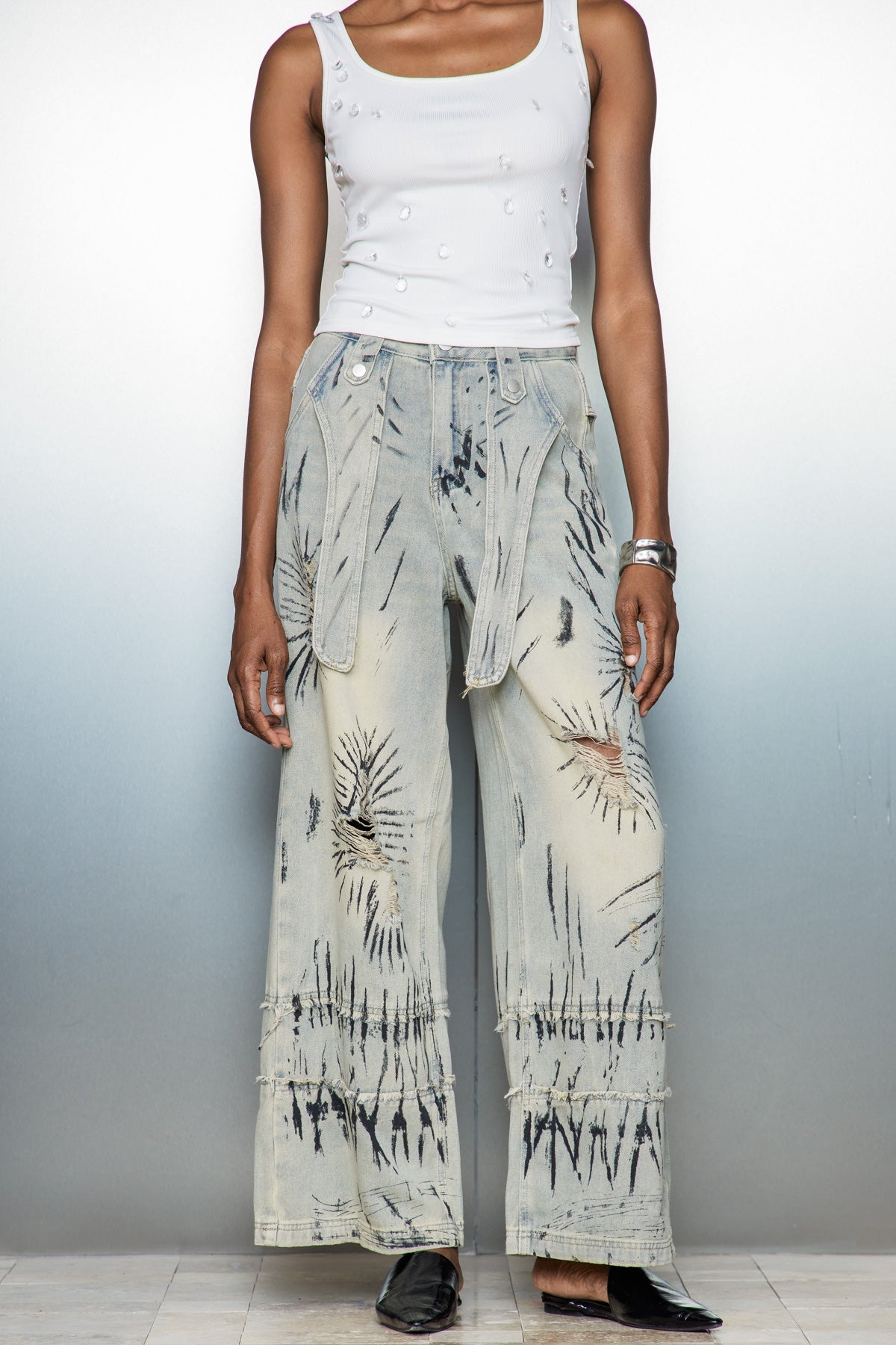 Caryn Graffiti Wide Jeans