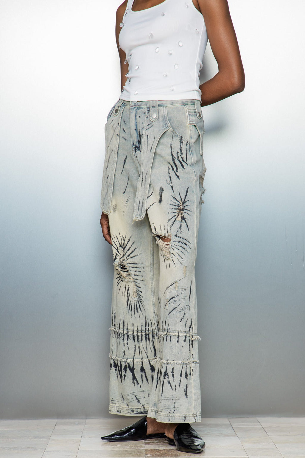 Caryn Graffiti Wide Jeans