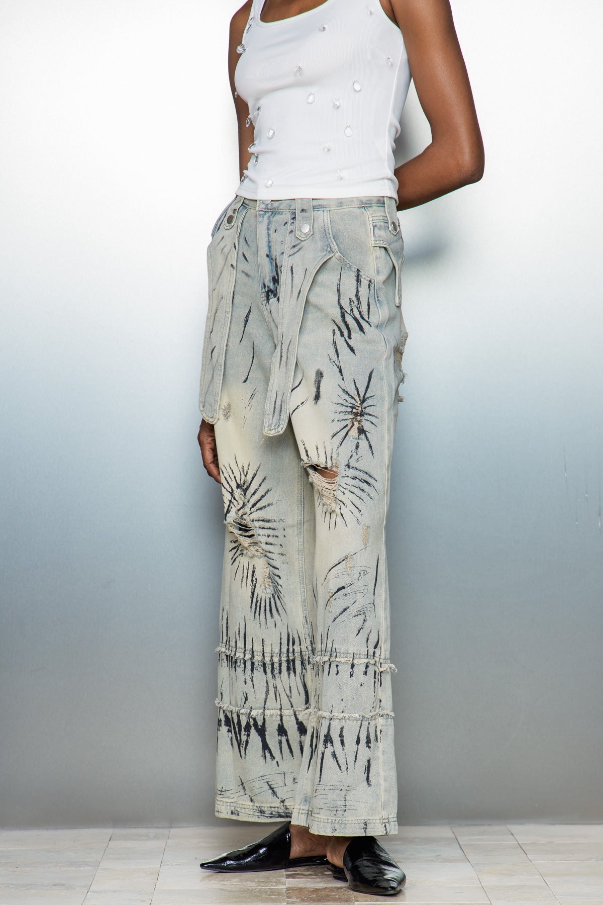 Caryn Graffiti Wide Jeans