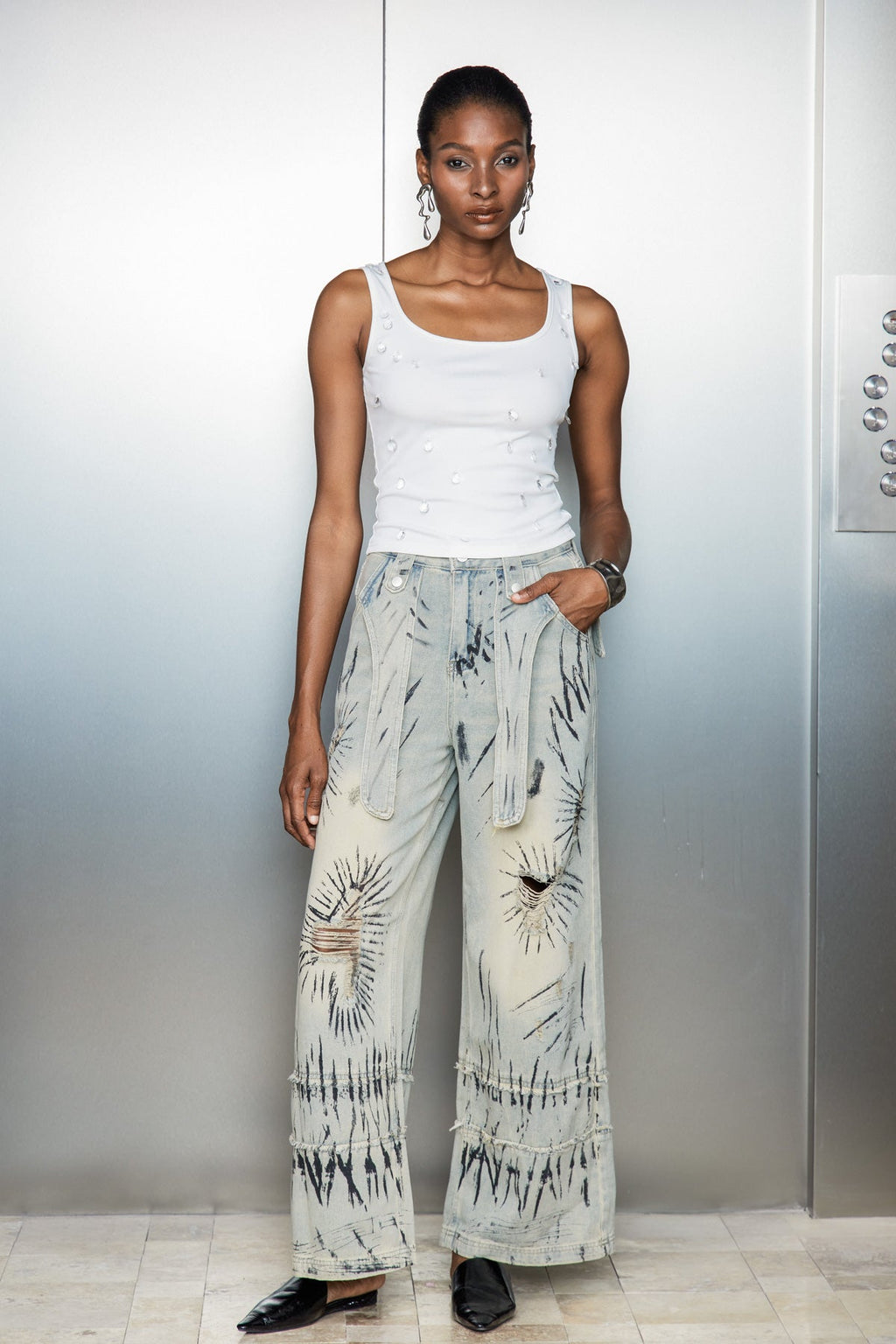 Caryn Graffiti Wide Jeans