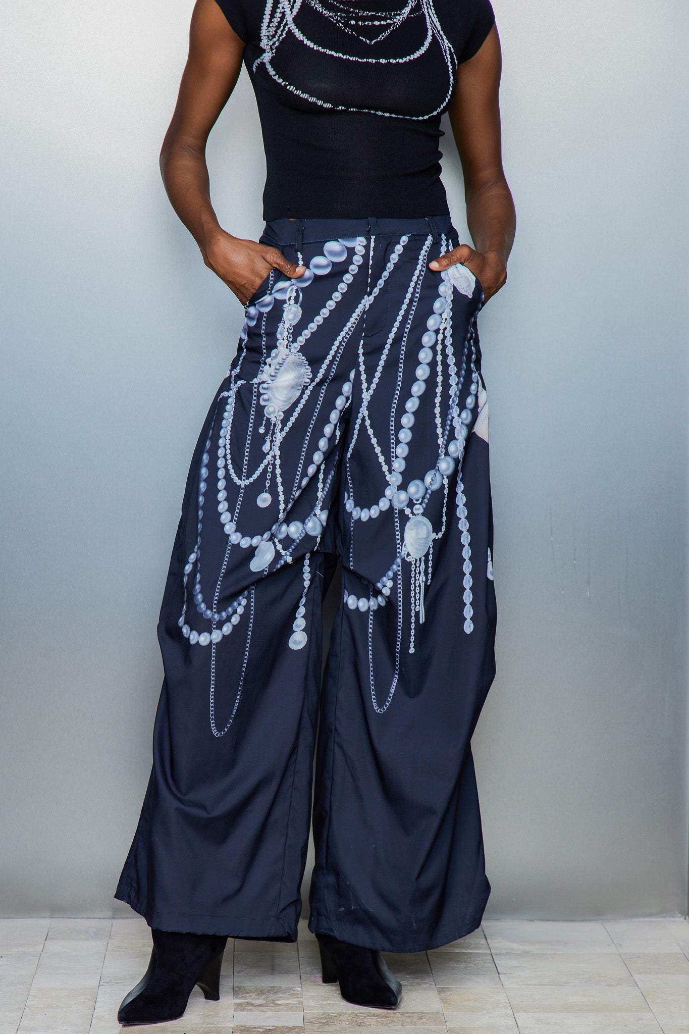 Cassiel Pearl Chain Print Pants