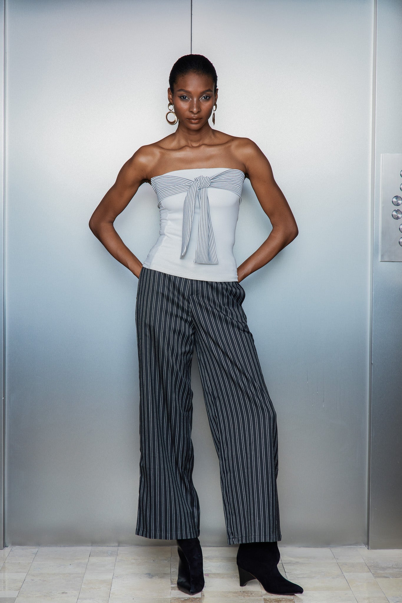 Cassio Stripe Lace Straight Pants