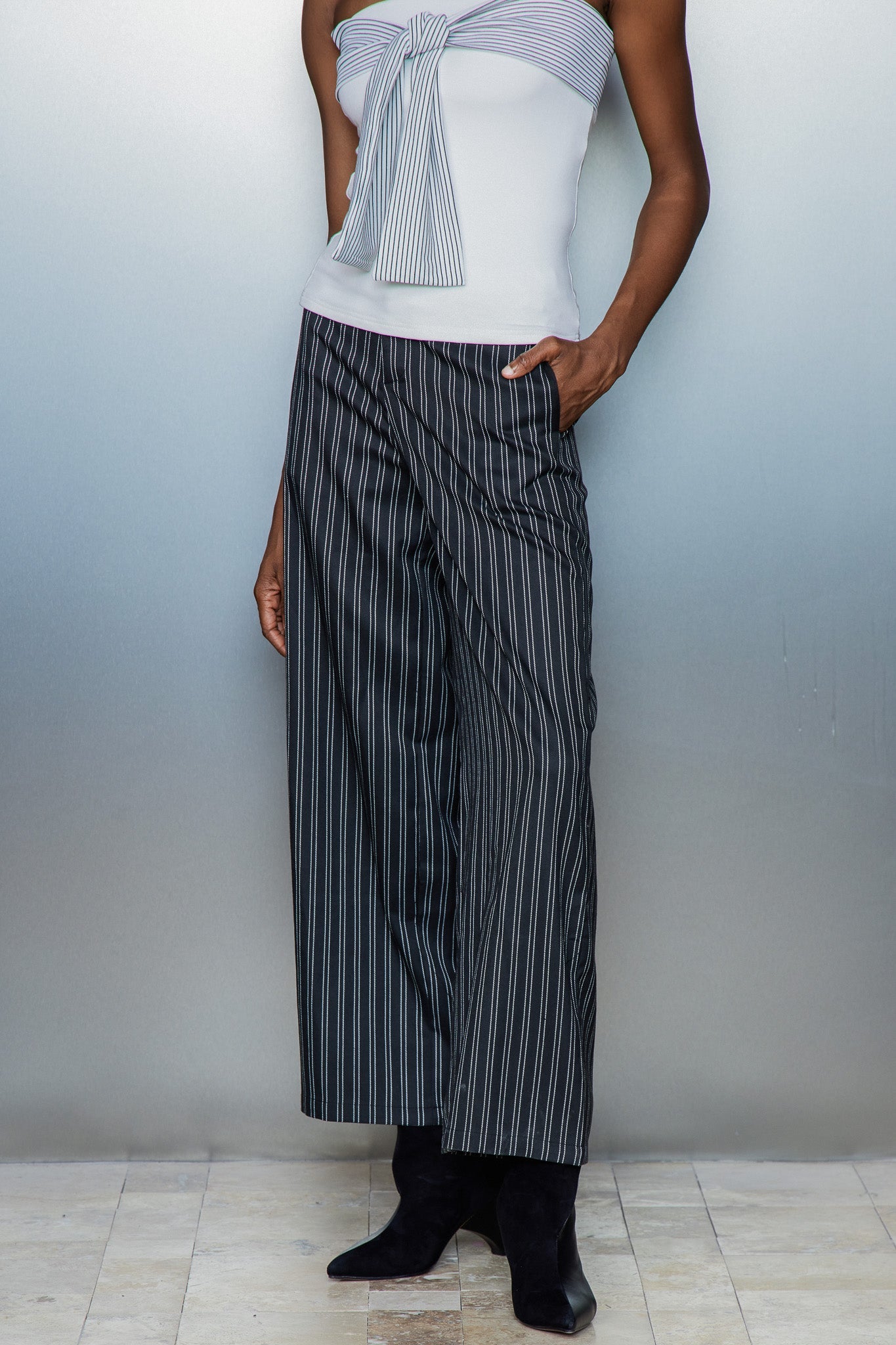 Cassio Stripe Lace Straight Pants